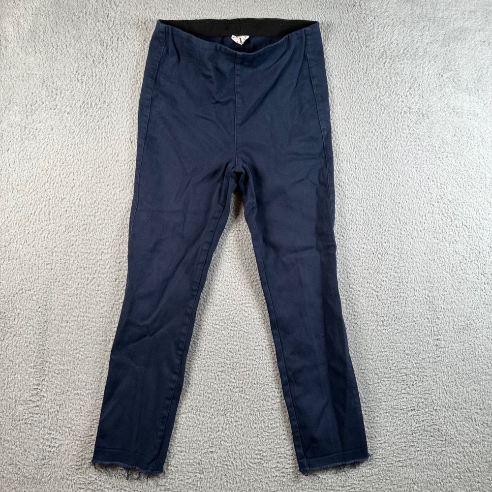 Frank & Eileen Illusion 01 Navy Blue Pull On Jeans Womens 28 Raw Hem Stretch